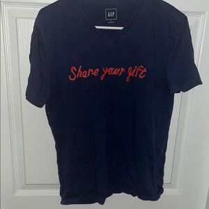 GAP Dark Blue Tee with Bold Red Script